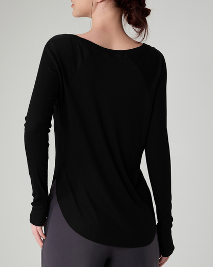 マルボートネックリブニットロングトップ 22551