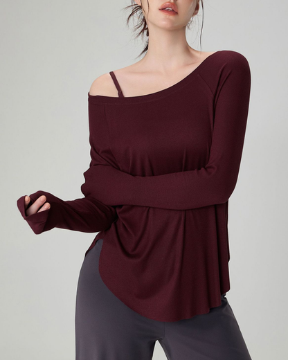 マルボートネックリブニットロングトップ 22551