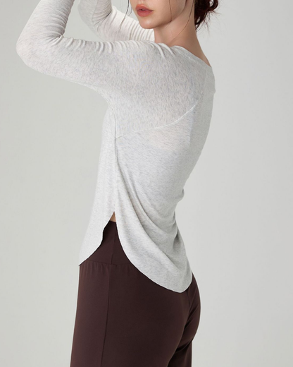 マルボートネックリブニットロングトップ 22551