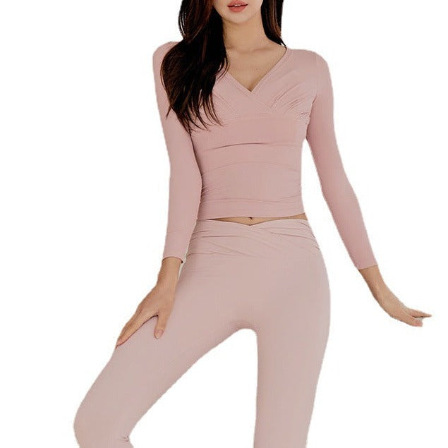 くすみカシュクールヨガロングトップ 2262
