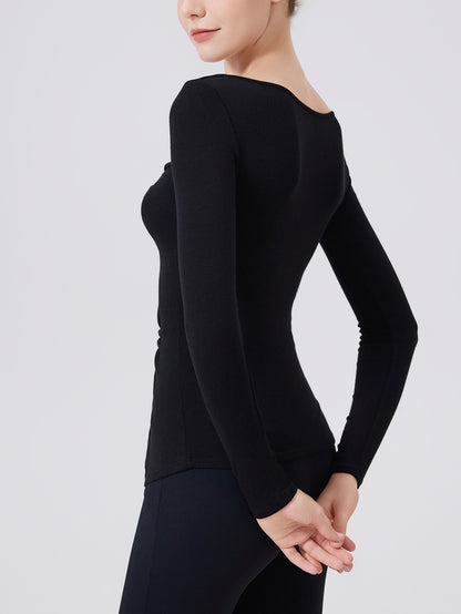 結び目デザインロングスリーブヨガトップス 2402