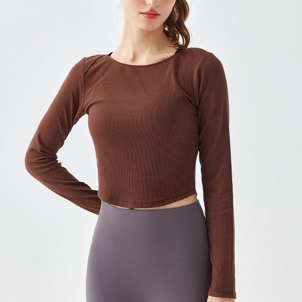 バックツイストラウンドヘムリブカットソー 2366