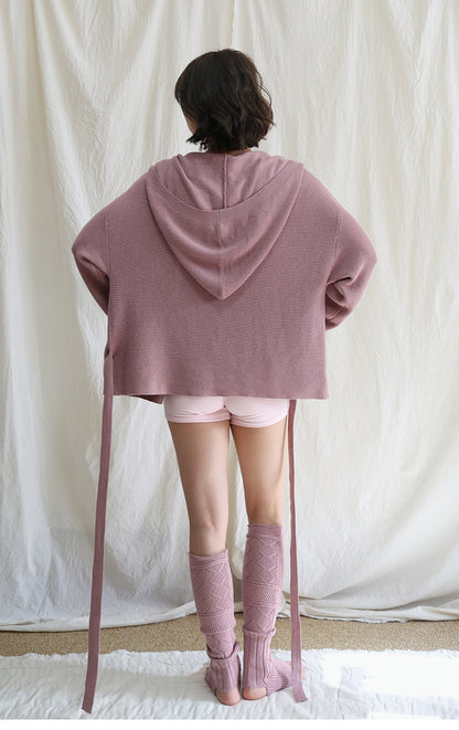 フード付きニットカーディガンヨガアウター 2422