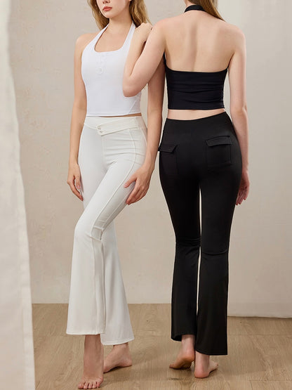 ハイウエスト フレア ヨガパンツ 美脚 ベルボトム3140