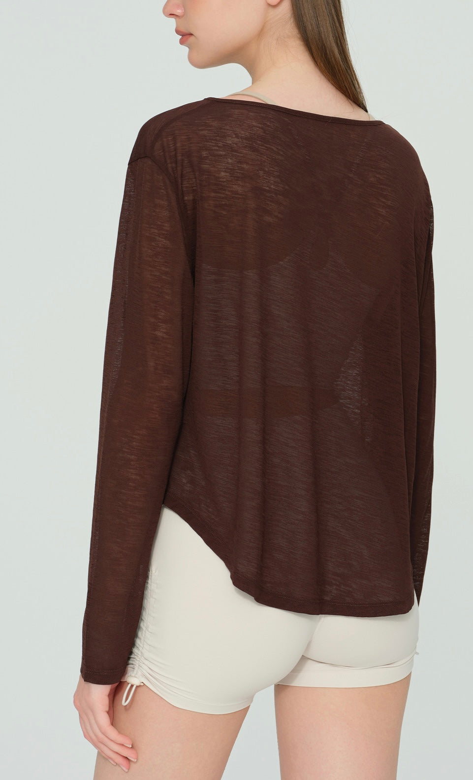 スラブヤーン Vネック クールビーズ ヨガトップス 2421