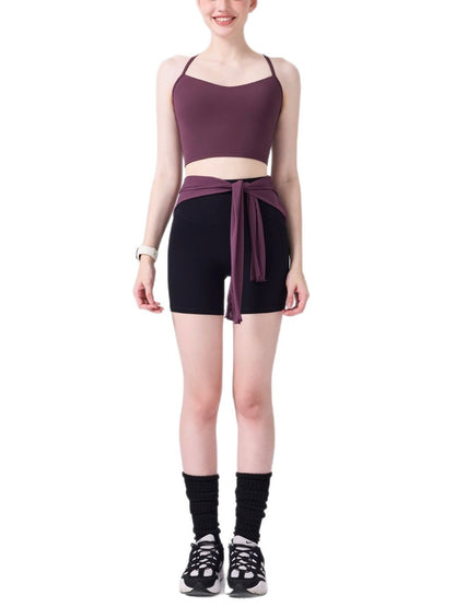 細ストラップ クロスバック デザインヨガトップス 2419