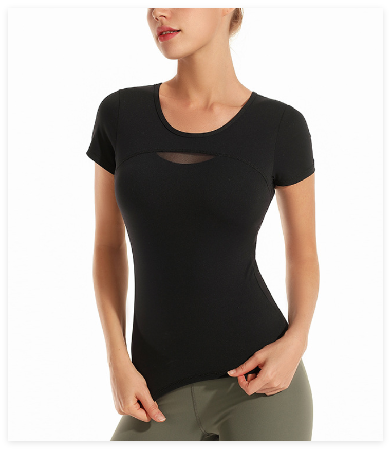 スポーツウェアメッシュ切替カップ付きTシャツ 2502