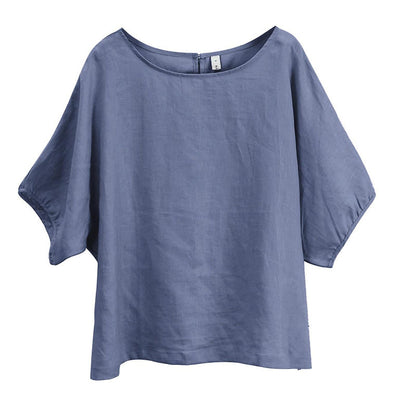 カジュアルリネンゆったりバルーンスリーブTシャツトップス  2475