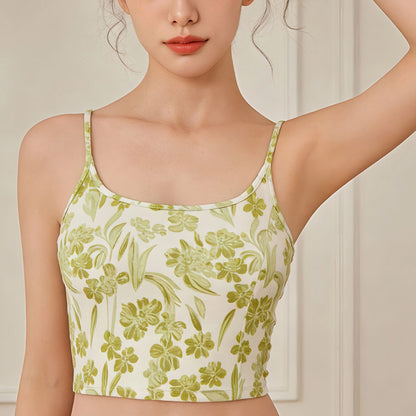 プリントキャミソールヨガウェアブラカップ付きフィットネスブラトップ 2426