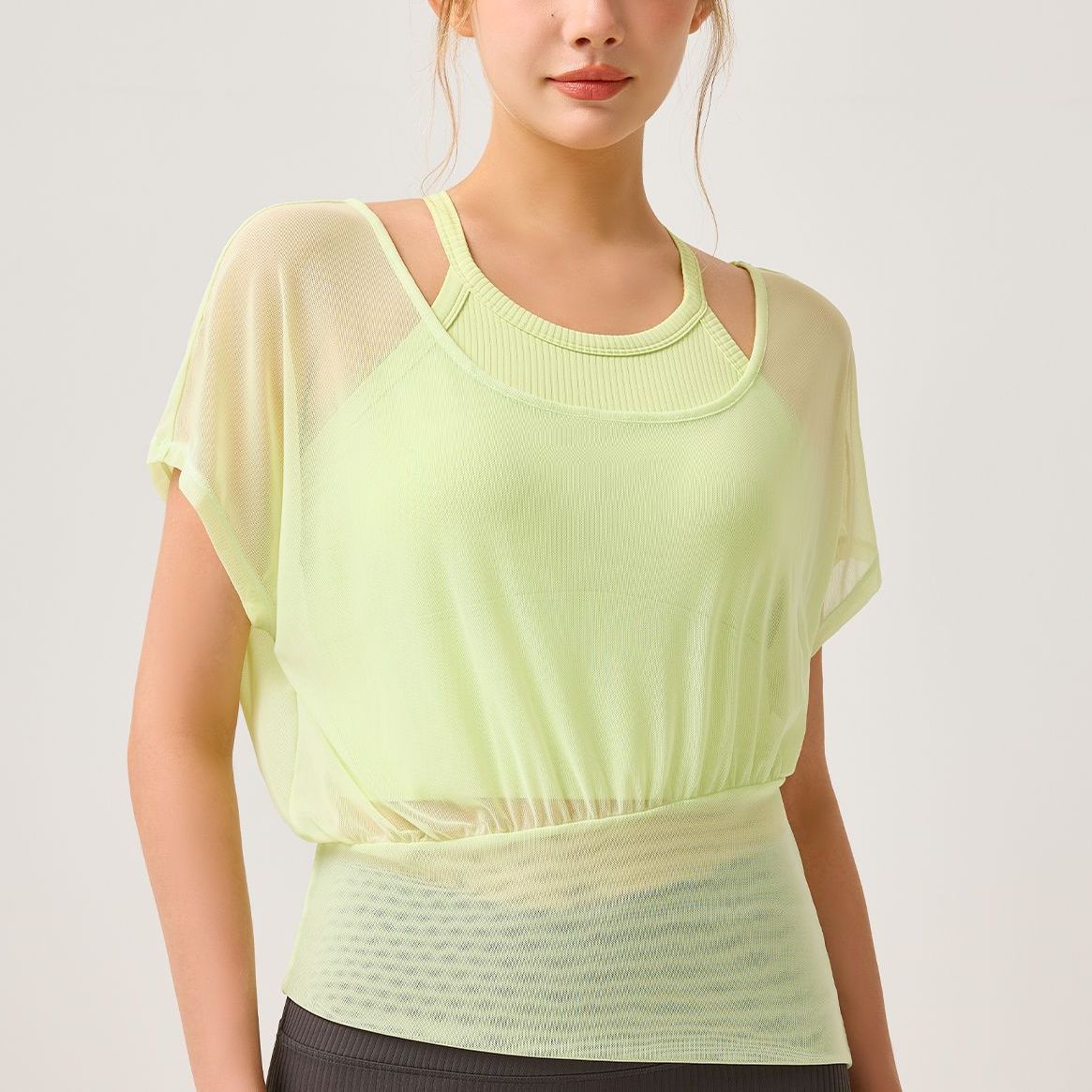 メッシュ半袖Tシャツブラトップスポーツウェアトップス2点セット 2469