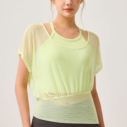 メッシュ半袖Tシャツブラトップスポーツウェアトップス2点セット 2469
