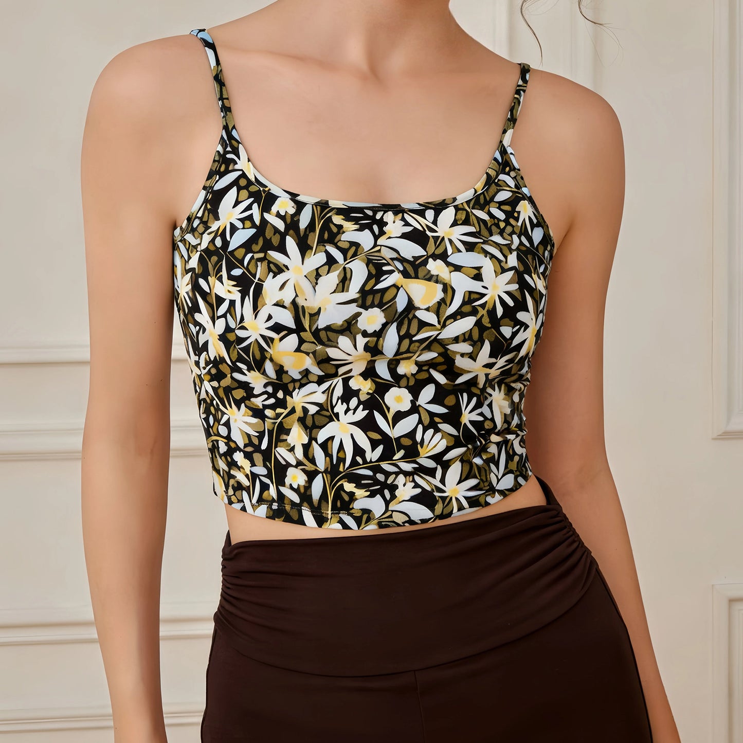 プリントキャミソールヨガウェアブラカップ付きフィットネスブラトップ 2426