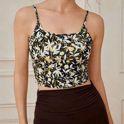 プリントキャミソールヨガウェアブラカップ付きフィットネスブラトップ 2426