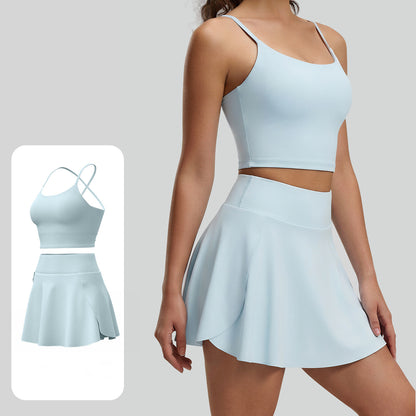 ハイウエストスコート美背ブラトップ上下２点セット 4132