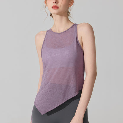 アシメ裾ドローストリングシアー感ノースリーブ 2553