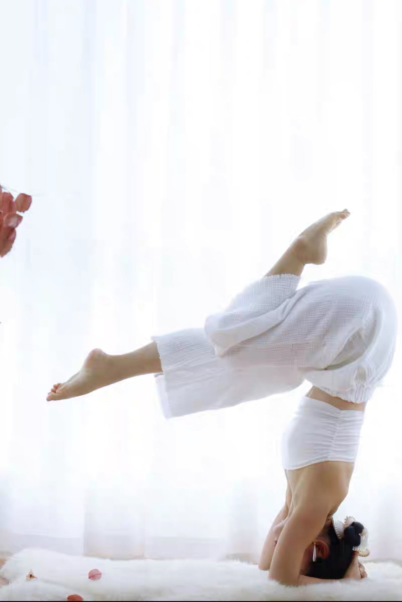 無地フィットネスワイドパンツピラティスロングパンツヨガパンツ 3141