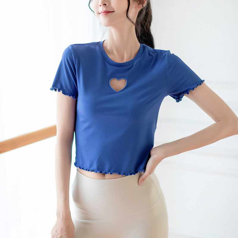 Tシャツ半袖ショート丈速乾フィットネスランニングヨガウェアトップス 2437