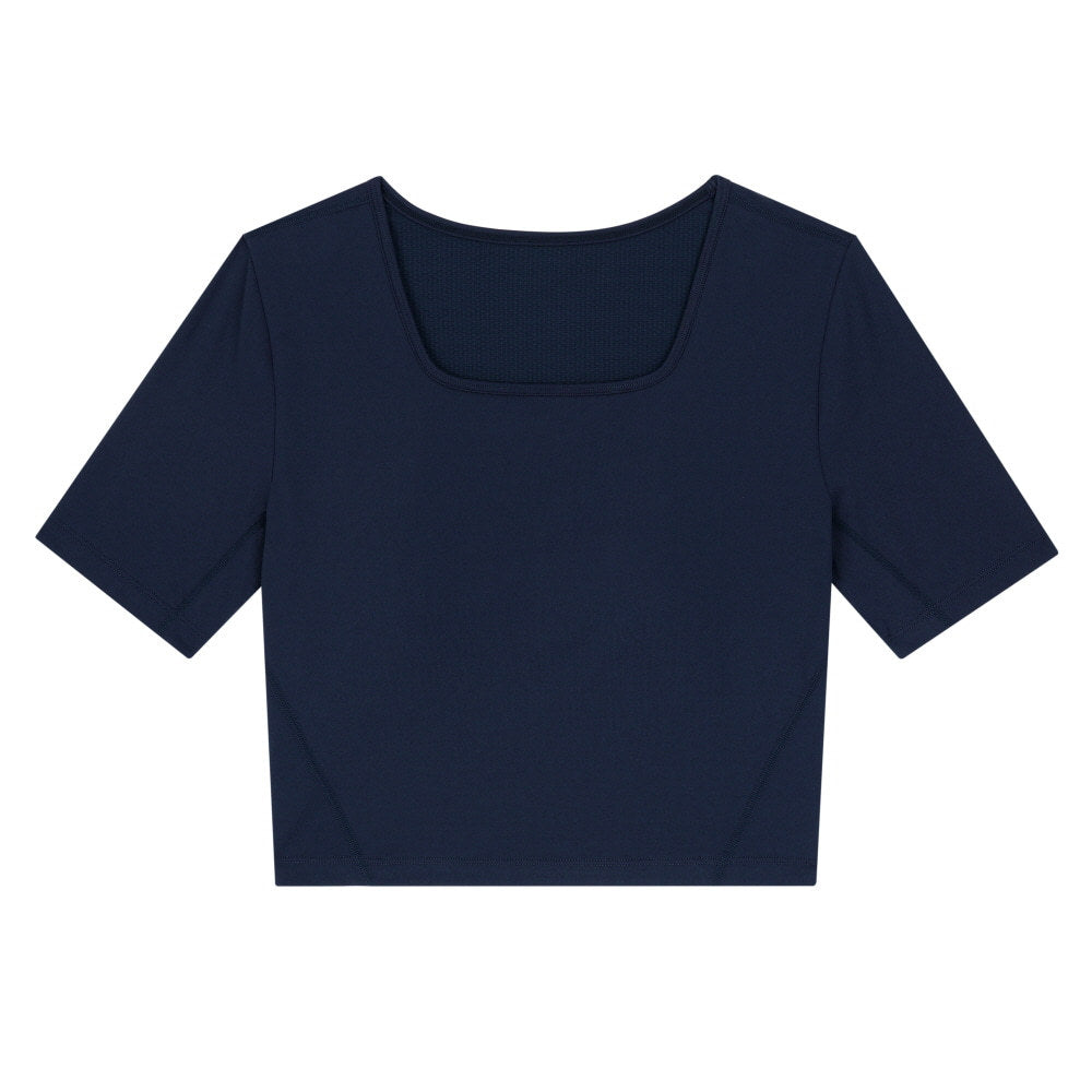 欧米風スクエアネック半袖スポーツトップスTシャツ  2529