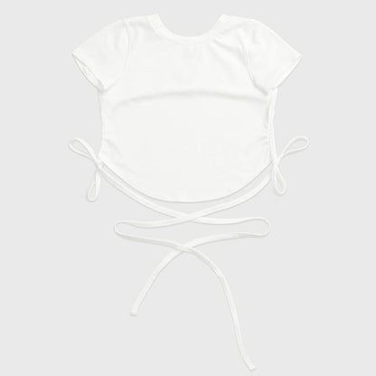 セクシーおしゃれ背中開き紐付きスポーツウェアトップスTシャツ 2449