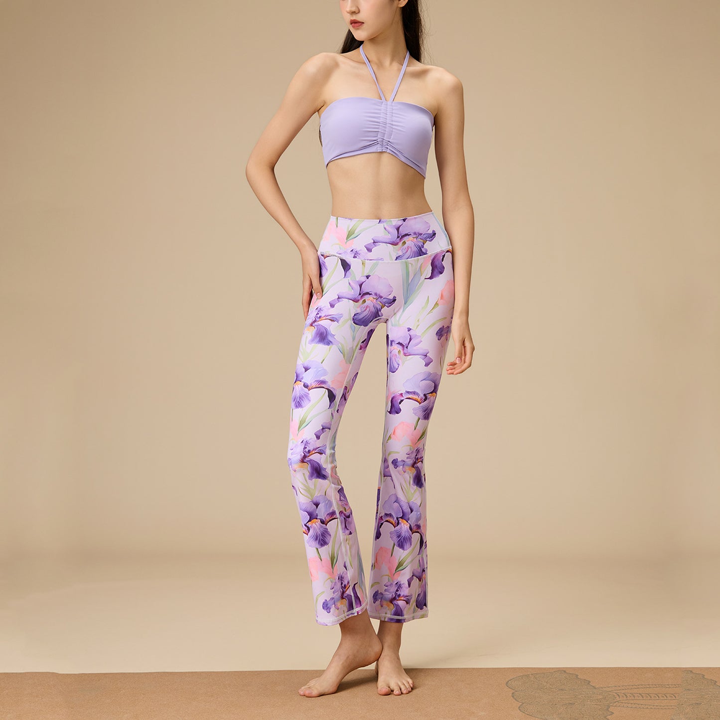 スリムシルエットランニングヨガウェアカップ付き上下セット 4109