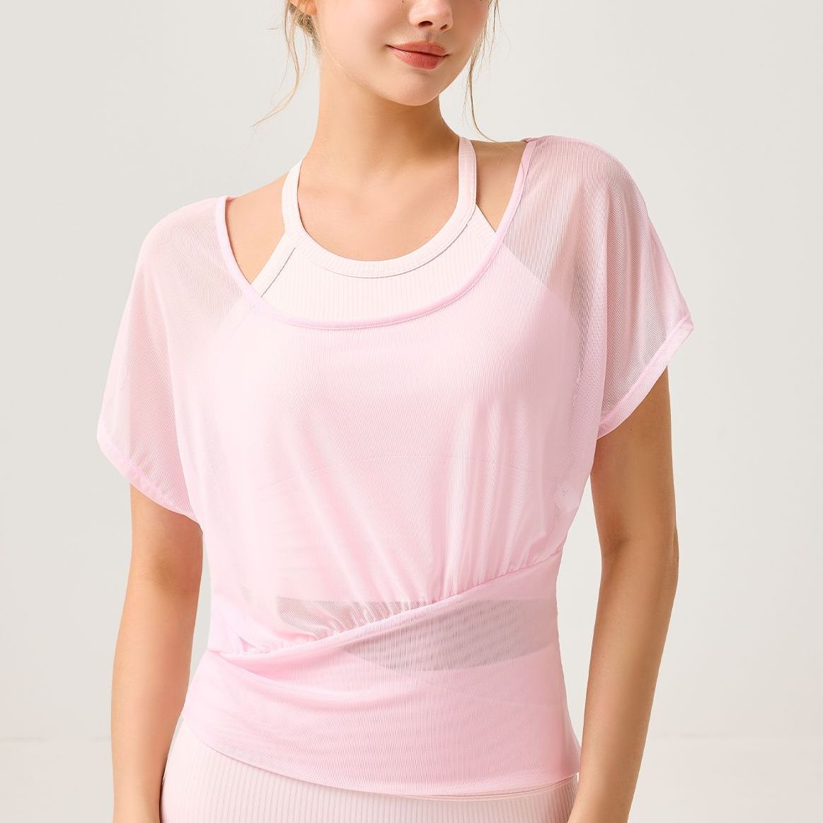 メッシュ半袖Tシャツブラトップスポーツウェアトップス2点セット 2469