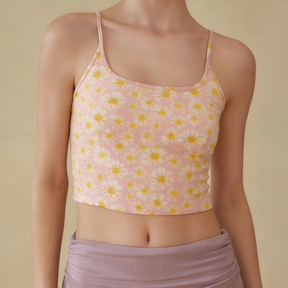 プリントキャミソールヨガウェアブラカップ付きフィットネスブラトップ 2426