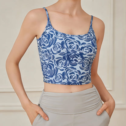 プリントキャミソールヨガウェアブラカップ付きフィットネスブラトップ 2426