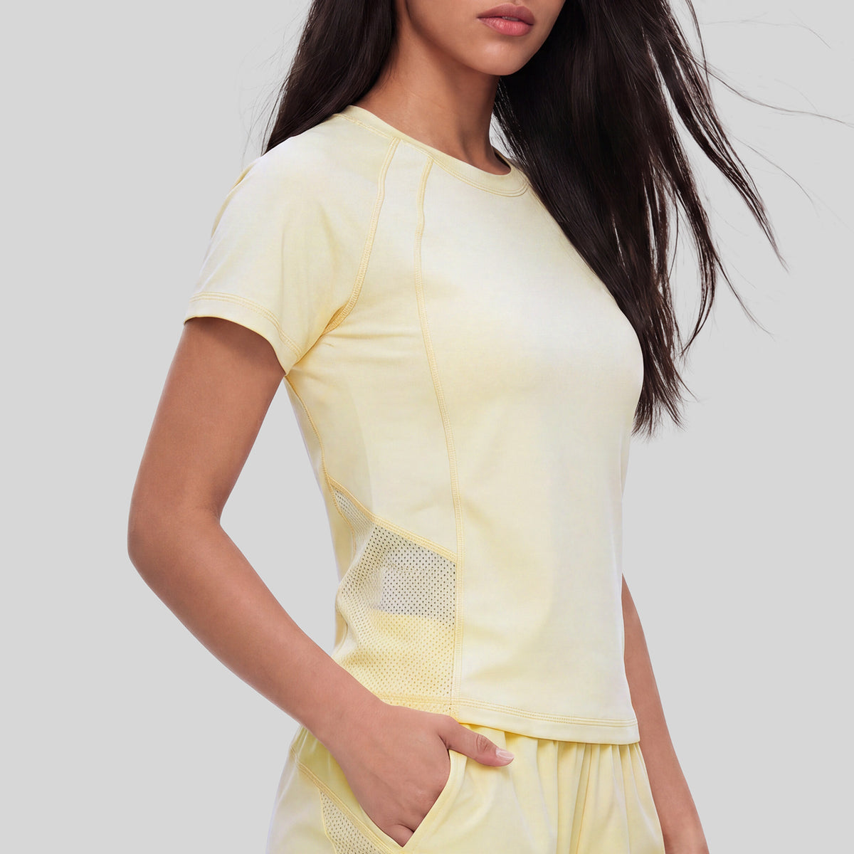 メッシュ切替速乾フィットネスTシャツ 2578