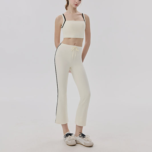 タンクトップカップ付きUVカットヒップアップ八分丈ヨガウェア上下セット 4110