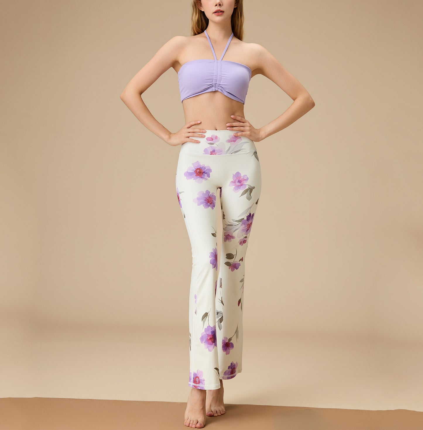 スリムシルエットランニングヨガウェアカップ付き上下セット 4109