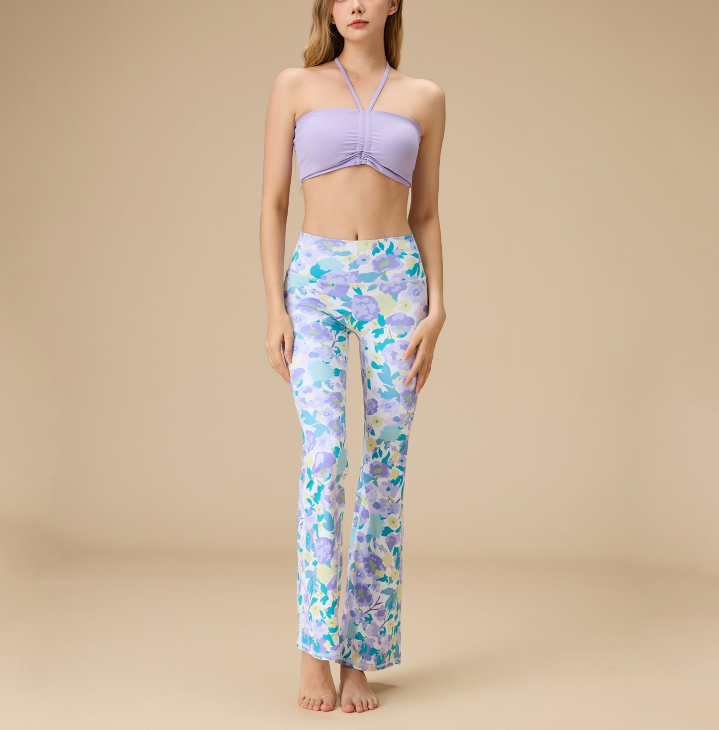 スリムシルエットランニングヨガウェアカップ付き上下セット 4109