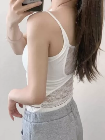 セクシーレース切替カップ付きインナーキャミソール 2496