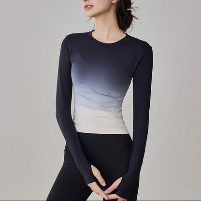 美シルエットグラデーションヨガウェアトップス 2410