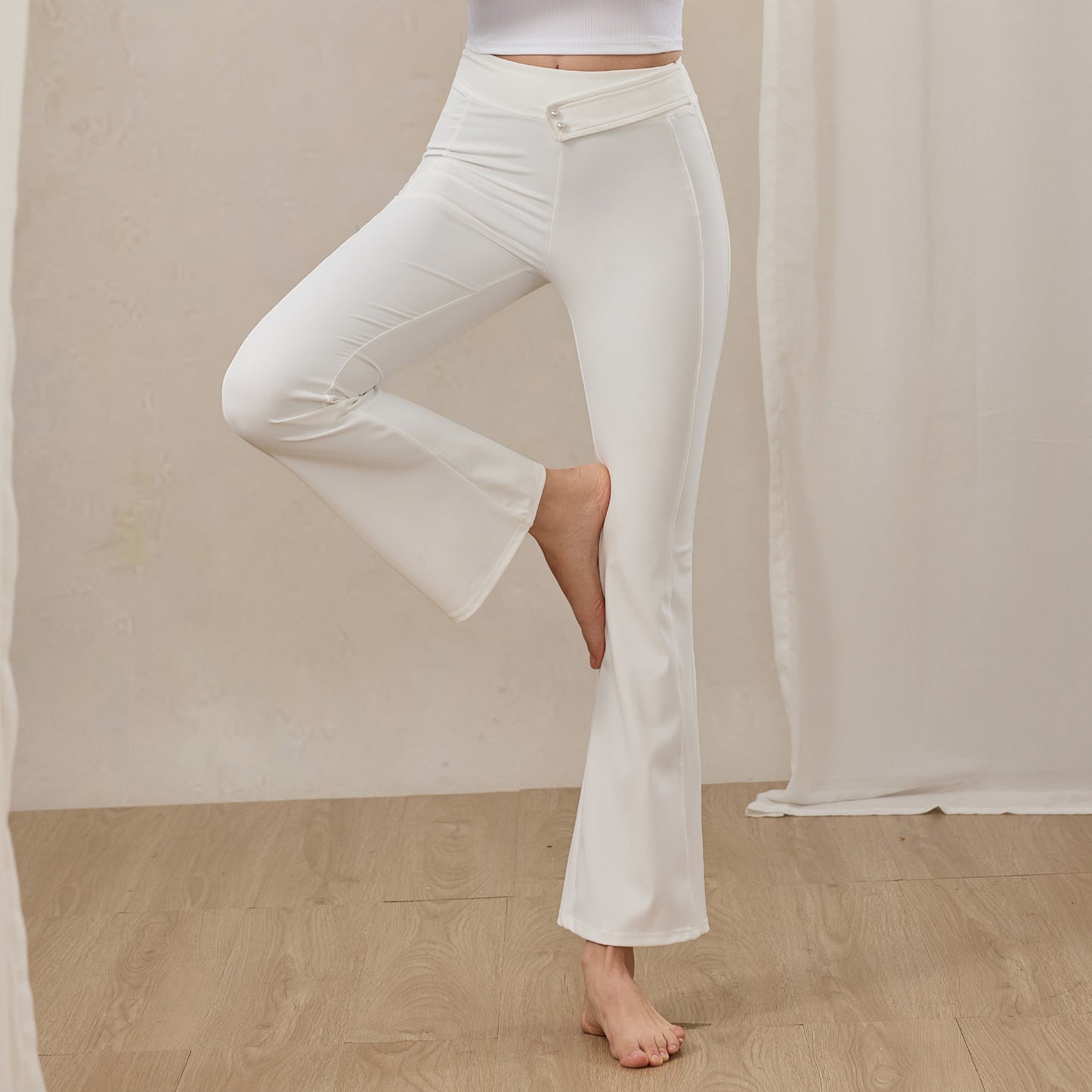 ハイウエスト フレア ヨガパンツ 美脚 ベルボトム3140