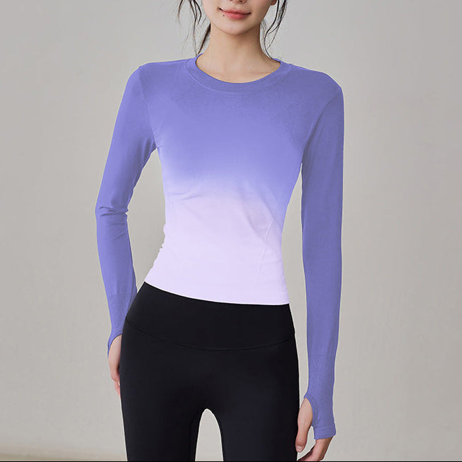 美シルエットグラデーションヨガウェアトップス 2410