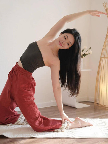 フリル＆タッセル付きベビーコットンヨガパンツ 3138